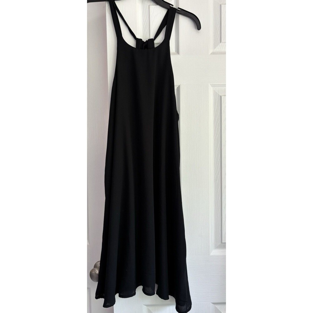 Gibson Black Chiffon Halter Neck Tie Back Mini Dress WD7608 Medium LBD